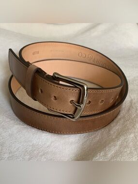 Mens Rancourt & Co Taupe Brown Size 40 Minimalist Belt Silver Buckle USA Classic